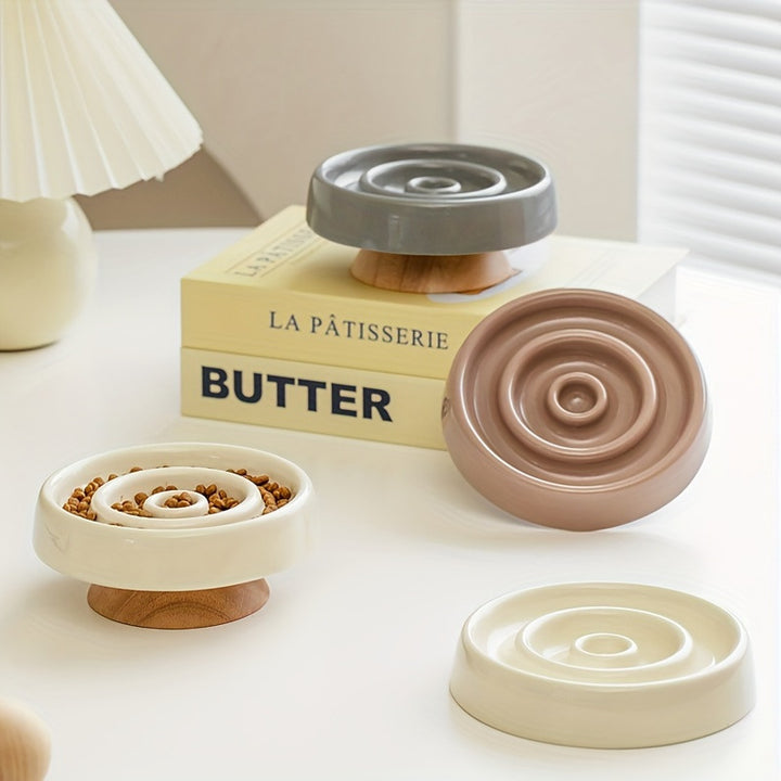 Ceramic Cat Slow Feeder Bowl Anti-Gulping