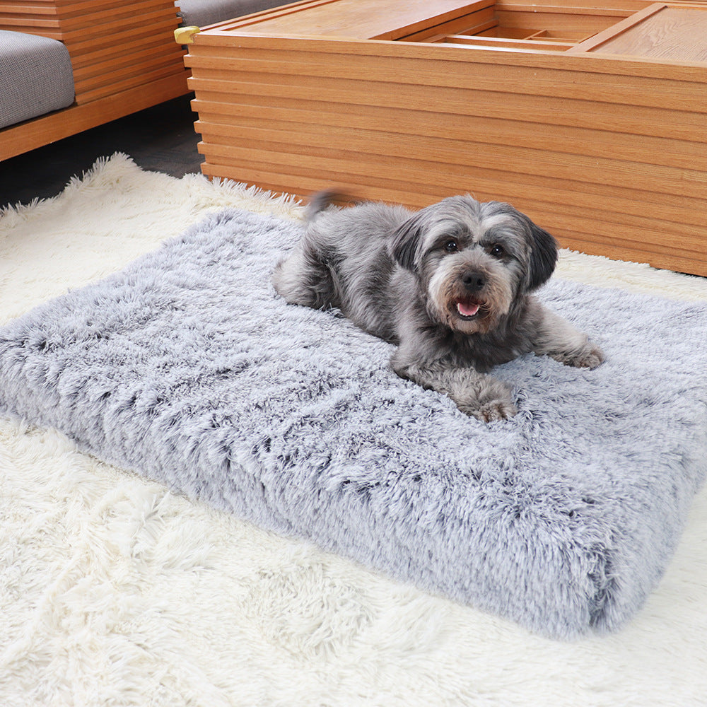 Plush Square Pet Bed Wave Memory Foam