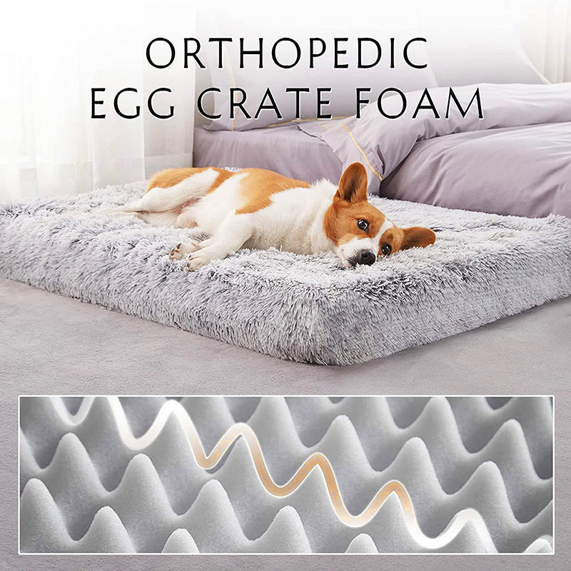 Plush Square Pet Bed Wave Memory Foam